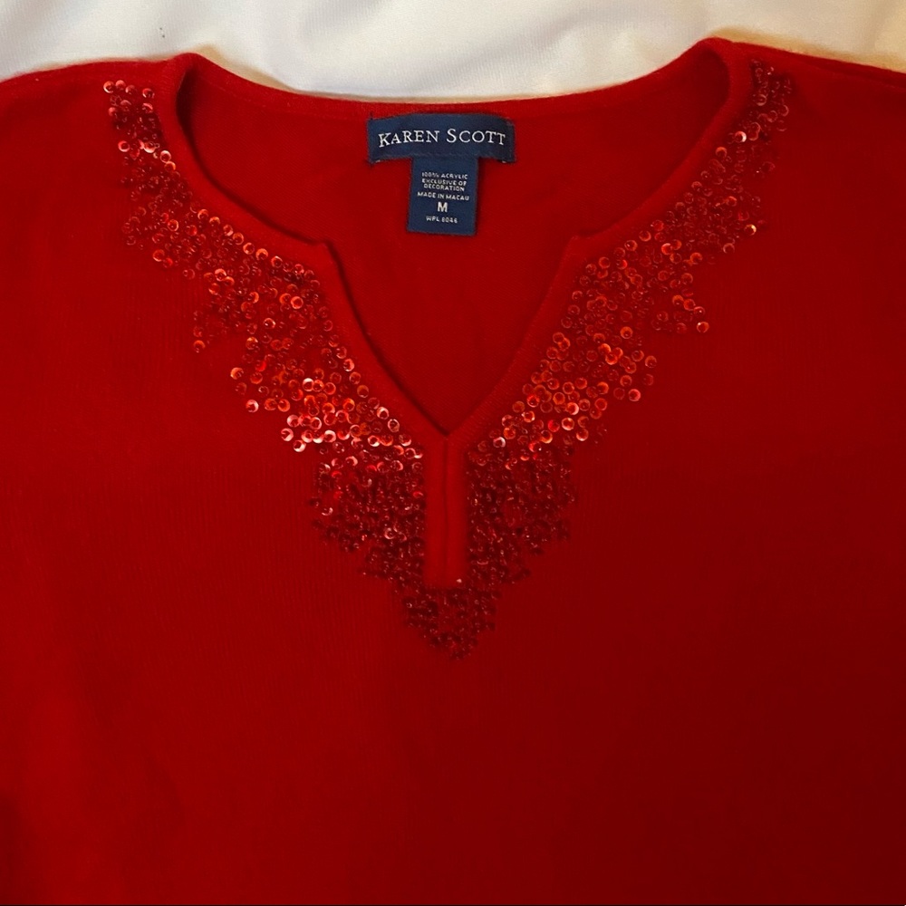 KAREN SCOTT WOMENS SWEATER/SIZE MEDIUM/RED/ UEC.